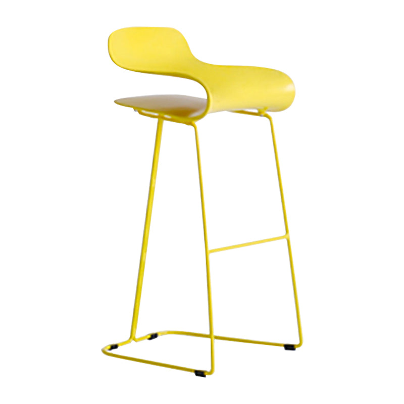 Nordic Stainless Steel Simple Barstool Low Back Indoor Tall Stool with Plastic Seat Yellow 1 Piece Bar Stool(30"H) Clearhalo 'Bar Furniture' 'Bar Stools' 'bar_stools' 'furn' 'furn_bar_stools' 'Furniture' 'furniture_bar_stools' 'Kitchen & Dining Furniture' 4744499