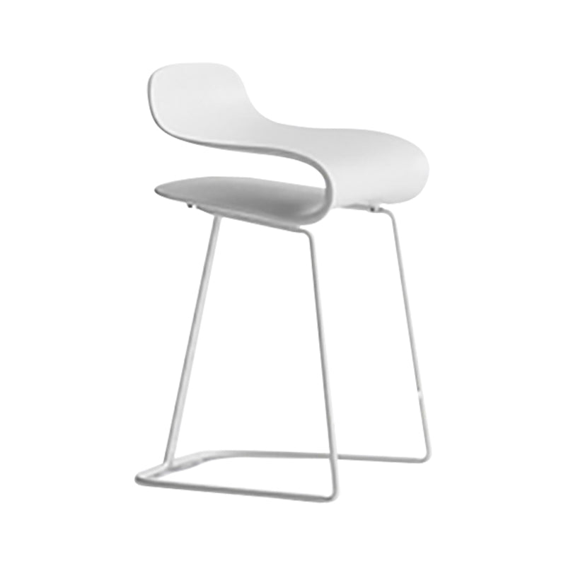 Nordic Stainless Steel Simple Barstool Low Back Indoor Tall Stool with Plastic Seat White 1 Piece Short Stool(22"H) Clearhalo 'Bar Furniture' 'Bar Stools' 'bar_stools' 'furn' 'furn_bar_stools' 'Furniture' 'furniture_bar_stools' 'Kitchen & Dining Furniture' 4744500