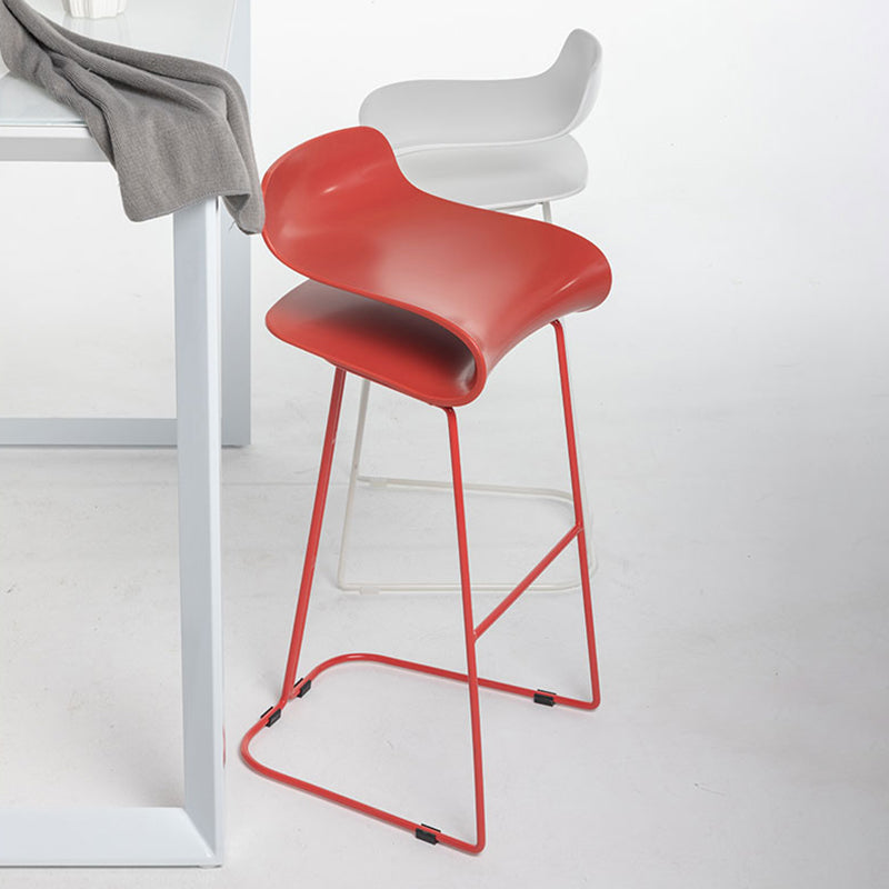 Nordic Stainless Steel Simple Barstool Low Back Indoor Tall Stool with Plastic Seat Clearhalo 'Bar Furniture' 'Bar Stools' 'bar_stools' 'furn' 'furn_bar_stools' 'Furniture' 'furniture_bar_stools' 'Kitchen & Dining Furniture' 4744506