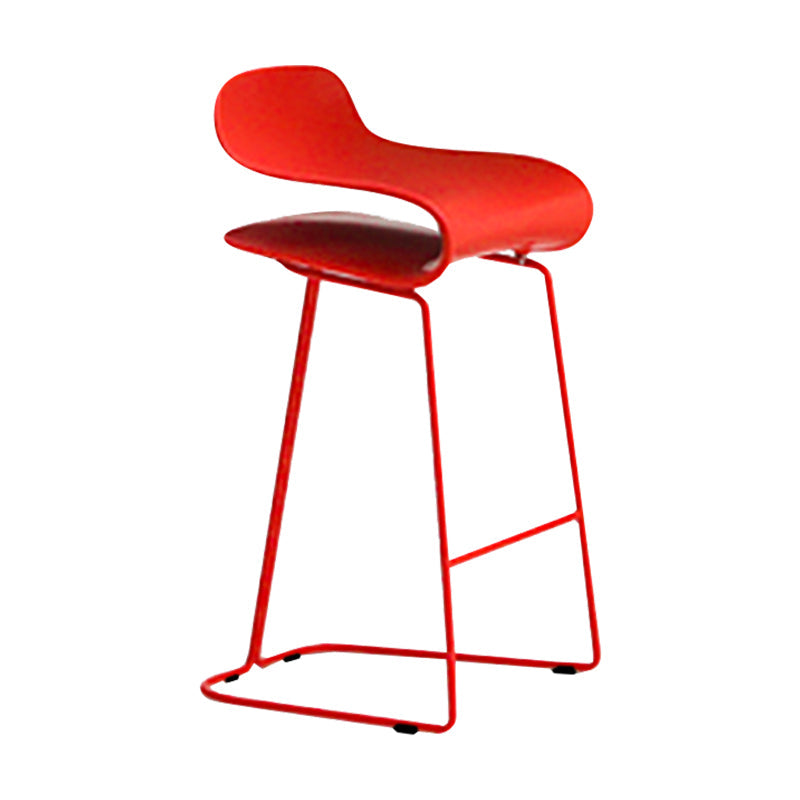 Nordic Stainless Steel Simple Barstool Low Back Indoor Tall Stool with Plastic Seat Red 1 Piece Counter Stool(26"H) Clearhalo 'Bar Furniture' 'Bar Stools' 'bar_stools' 'furn' 'furn_bar_stools' 'Furniture' 'furniture_bar_stools' 'Kitchen & Dining Furniture' 4744508