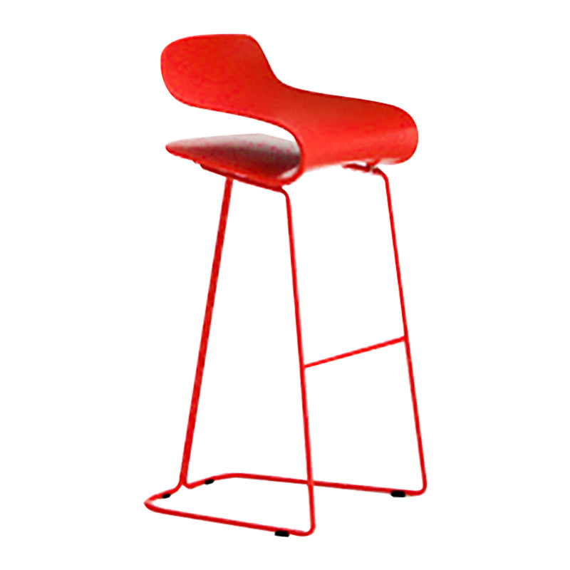 Nordic Stainless Steel Simple Barstool Low Back Indoor Tall Stool with Plastic Seat Red 1 Piece Bar Stool(30"H) Clearhalo 'Bar Furniture' 'Bar Stools' 'bar_stools' 'furn' 'furn_bar_stools' 'Furniture' 'furniture_bar_stools' 'Kitchen & Dining Furniture' 4744509
