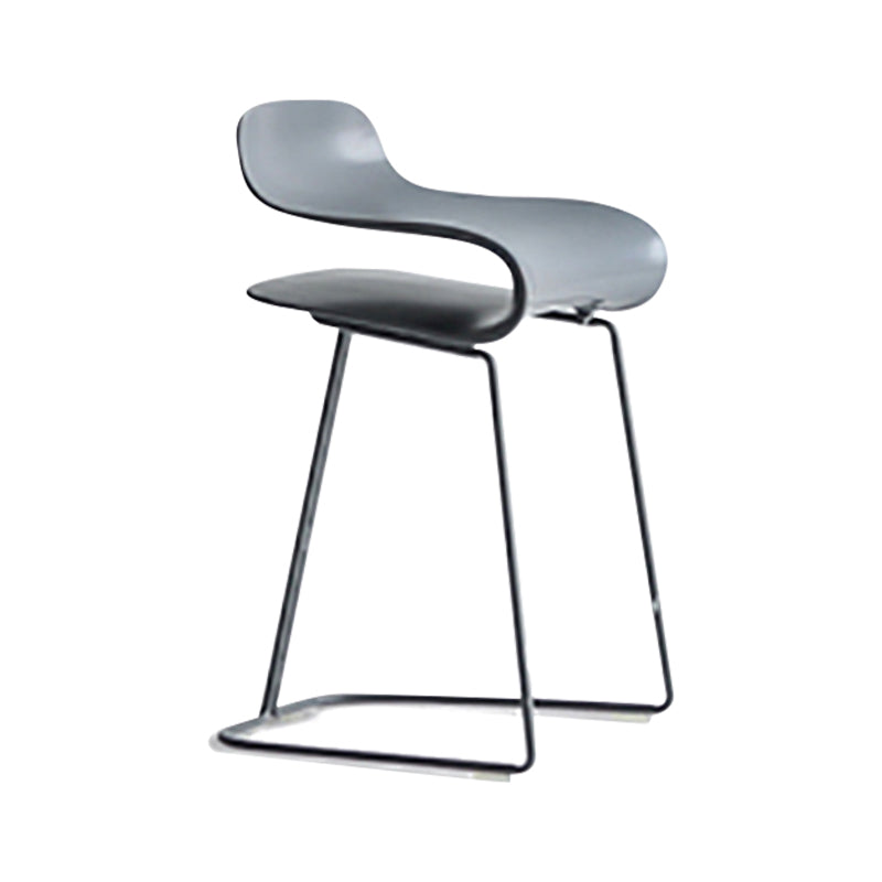 Nordic Stainless Steel Simple Barstool Low Back Indoor Tall Stool with Plastic Seat Grey 1 Piece Short Stool(22"H) Clearhalo 'Bar Furniture' 'Bar Stools' 'bar_stools' 'furn' 'furn_bar_stools' 'Furniture' 'furniture_bar_stools' 'Kitchen & Dining Furniture' 4744510