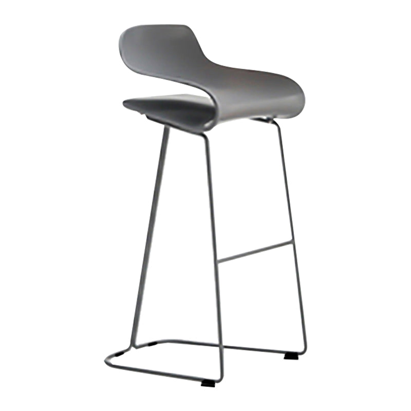 Nordic Stainless Steel Simple Barstool Low Back Indoor Tall Stool with Plastic Seat Grey 1 Piece Bar Stool(30"H) Clearhalo 'Bar Furniture' 'Bar Stools' 'bar_stools' 'furn' 'furn_bar_stools' 'Furniture' 'furniture_bar_stools' 'Kitchen & Dining Furniture' 4744512