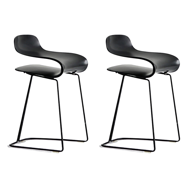 Nordic Stainless Steel Simple Barstool Low Back Indoor Tall Stool with Plastic Seat Black 2 Piece Set Short Stool(22"H) Clearhalo 'Bar Furniture' 'Bar Stools' 'bar_stools' 'furn' 'furn_bar_stools' 'Furniture' 'furniture_bar_stools' 'Kitchen & Dining Furniture' 4744513
