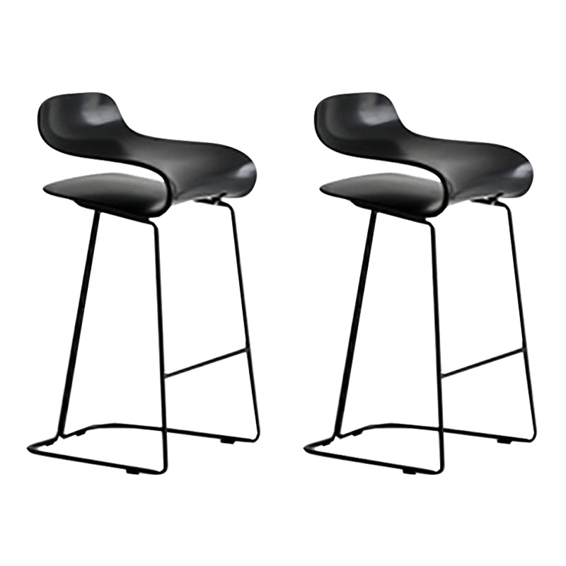 Nordic Stainless Steel Simple Barstool Low Back Indoor Tall Stool with Plastic Seat Black 2 Piece Set Counter Stool(26"H) Clearhalo 'Bar Furniture' 'Bar Stools' 'bar_stools' 'furn' 'furn_bar_stools' 'Furniture' 'furniture_bar_stools' 'Kitchen & Dining Furniture' 4744514