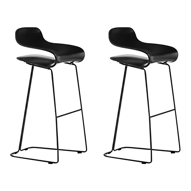 Nordic Stainless Steel Simple Barstool Low Back Indoor Tall Stool with Plastic Seat Black 2 Piece Set Bar Stool(30"H) Clearhalo 'Bar Furniture' 'Bar Stools' 'bar_stools' 'furn' 'furn_bar_stools' 'Furniture' 'furniture_bar_stools' 'Kitchen & Dining Furniture' 4744515