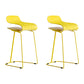 Nordic Stainless Steel Simple Barstool Low Back Indoor Tall Stool with Plastic Seat Yellow 2 Piece Set Short Stool(22"H) Clearhalo 'Bar Furniture' 'Bar Stools' 'bar_stools' 'furn' 'furn_bar_stools' 'Furniture' 'furniture_bar_stools' 'Kitchen & Dining Furniture' 4744516