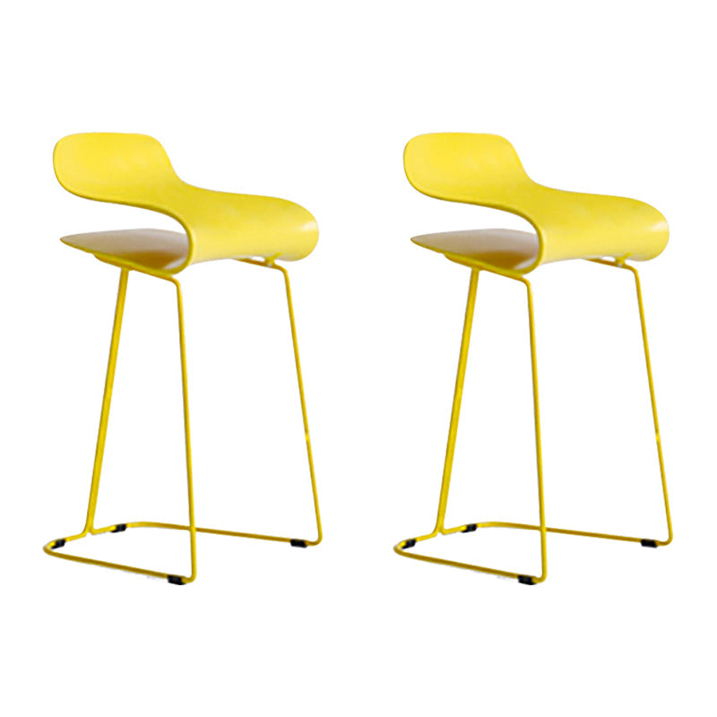 Nordic Stainless Steel Simple Barstool Low Back Indoor Tall Stool with Plastic Seat Yellow 2 Piece Set Short Stool(22"H) Clearhalo 'Bar Furniture' 'Bar Stools' 'bar_stools' 'furn' 'furn_bar_stools' 'Furniture' 'furniture_bar_stools' 'Kitchen & Dining Furniture' 4744516