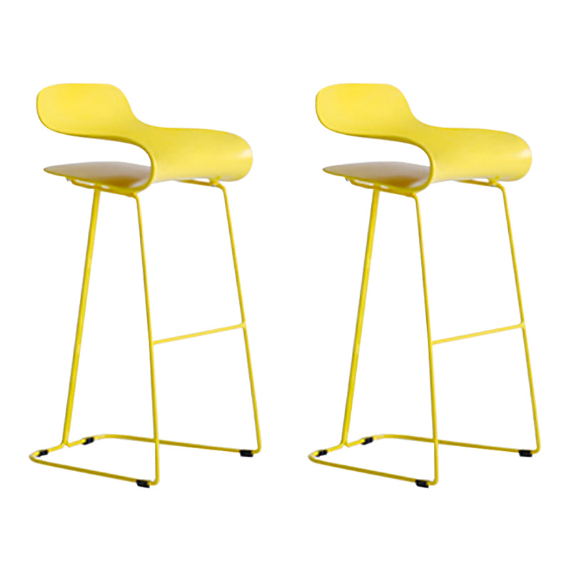 Nordic Stainless Steel Simple Barstool Low Back Indoor Tall Stool with Plastic Seat Yellow 2 Piece Set Bar Stool(30"H) Clearhalo 'Bar Furniture' 'Bar Stools' 'bar_stools' 'furn' 'furn_bar_stools' 'Furniture' 'furniture_bar_stools' 'Kitchen & Dining Furniture' 4744518