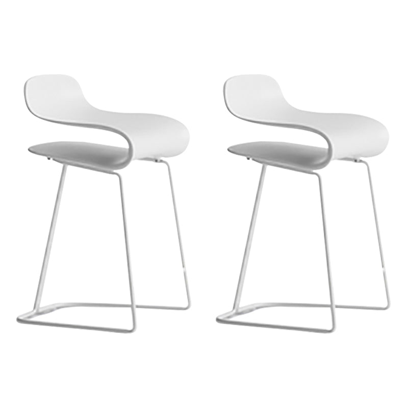 Nordic Stainless Steel Simple Barstool Low Back Indoor Tall Stool with Plastic Seat White 2 Piece Set Short Stool(22"H) Clearhalo 'Bar Furniture' 'Bar Stools' 'bar_stools' 'furn' 'furn_bar_stools' 'Furniture' 'furniture_bar_stools' 'Kitchen & Dining Furniture' 4744519