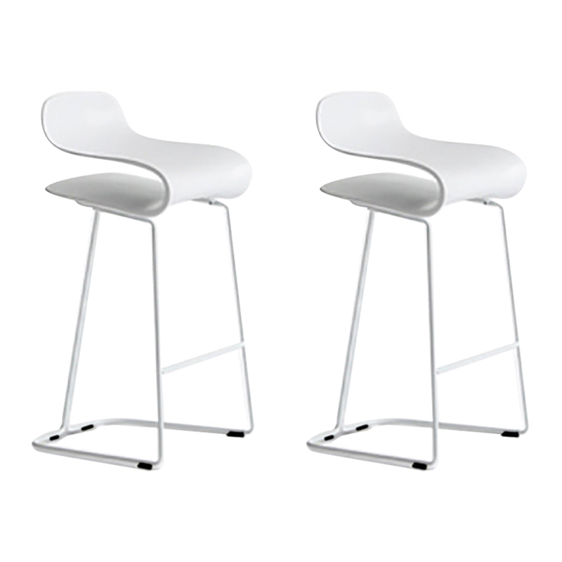 Nordic Stainless Steel Simple Barstool Low Back Indoor Tall Stool with Plastic Seat White 2 Piece Set Counter Stool(26"H) Clearhalo 'Bar Furniture' 'Bar Stools' 'bar_stools' 'furn' 'furn_bar_stools' 'Furniture' 'furniture_bar_stools' 'Kitchen & Dining Furniture' 4744520