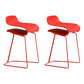 Nordic Stainless Steel Simple Barstool Low Back Indoor Tall Stool with Plastic Seat Red 2 Piece Set Short Stool(22"H) Clearhalo 'Bar Furniture' 'Bar Stools' 'bar_stools' 'furn' 'furn_bar_stools' 'Furniture' 'furniture_bar_stools' 'Kitchen & Dining Furniture' 4744522