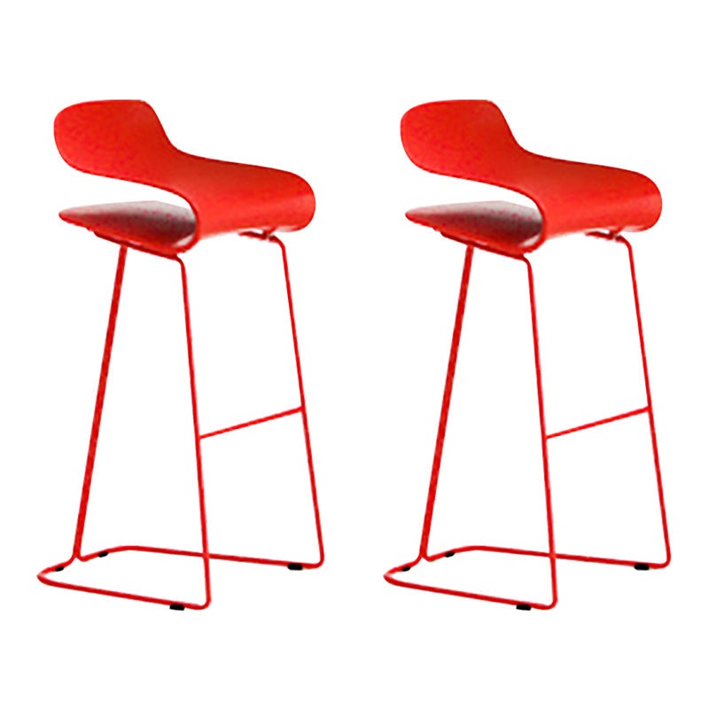 Nordic Stainless Steel Simple Barstool Low Back Indoor Tall Stool with Plastic Seat Red 2 Piece Set Bar Stool(30"H) Clearhalo 'Bar Furniture' 'Bar Stools' 'bar_stools' 'furn' 'furn_bar_stools' 'Furniture' 'furniture_bar_stools' 'Kitchen & Dining Furniture' 4744524