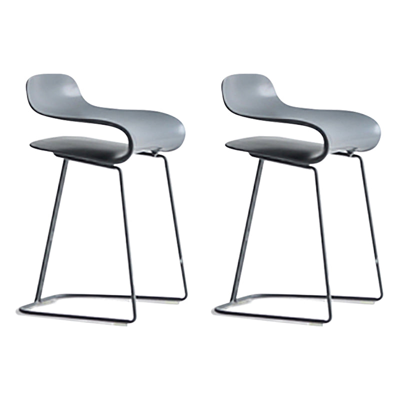 Nordic Stainless Steel Simple Barstool Low Back Indoor Tall Stool with Plastic Seat Grey 2 Piece Set Short Stool(22"H) Clearhalo 'Bar Furniture' 'Bar Stools' 'bar_stools' 'furn' 'furn_bar_stools' 'Furniture' 'furniture_bar_stools' 'Kitchen & Dining Furniture' 4744525