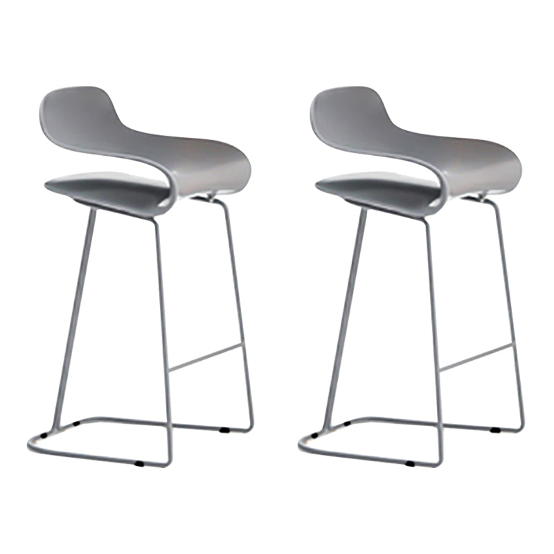 Nordic Stainless Steel Simple Barstool Low Back Indoor Tall Stool with Plastic Seat Grey 2 Piece Set Counter Stool(26"H) Clearhalo 'Bar Furniture' 'Bar Stools' 'bar_stools' 'furn' 'furn_bar_stools' 'Furniture' 'furniture_bar_stools' 'Kitchen & Dining Furniture' 4744526