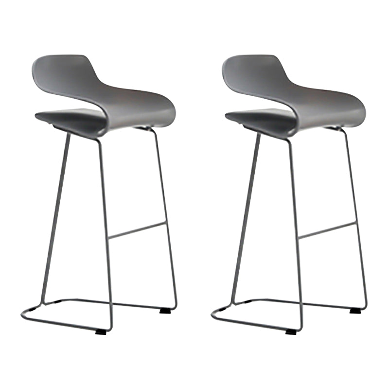 Nordic Stainless Steel Simple Barstool Low Back Indoor Tall Stool with Plastic Seat Grey 2 Piece Set Bar Stool(30"H) Clearhalo 'Bar Furniture' 'Bar Stools' 'bar_stools' 'furn' 'furn_bar_stools' 'Furniture' 'furniture_bar_stools' 'Kitchen & Dining Furniture' 4744527