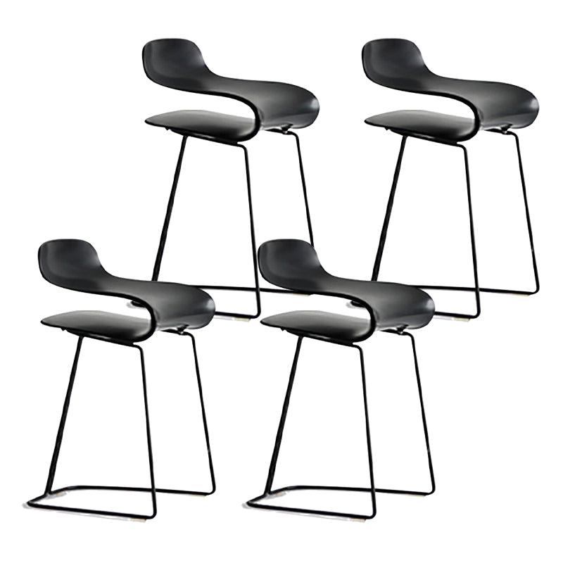 Nordic Stainless Steel Simple Barstool Low Back Indoor Tall Stool with Plastic Seat Black 4 Piece Set Short Stool(22"H) Clearhalo 'Bar Furniture' 'Bar Stools' 'bar_stools' 'furn' 'furn_bar_stools' 'Furniture' 'furniture_bar_stools' 'Kitchen & Dining Furniture' 4744528