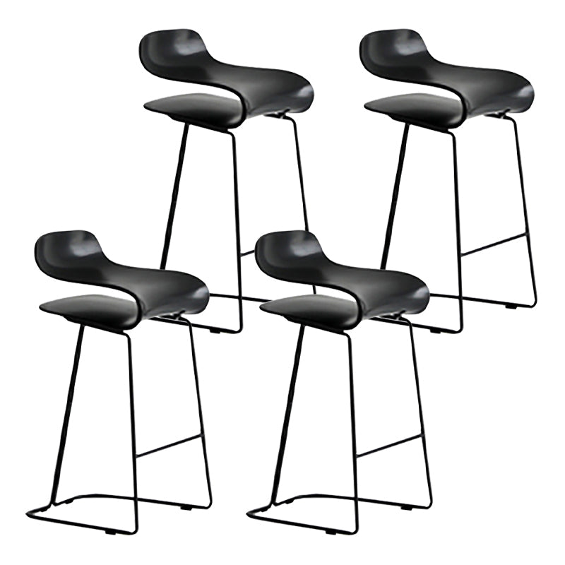 Nordic Stainless Steel Simple Barstool Low Back Indoor Tall Stool with Plastic Seat Black 4 Piece Set Counter Stool(26"H) Clearhalo 'Bar Furniture' 'Bar Stools' 'bar_stools' 'furn' 'furn_bar_stools' 'Furniture' 'furniture_bar_stools' 'Kitchen & Dining Furniture' 4744529