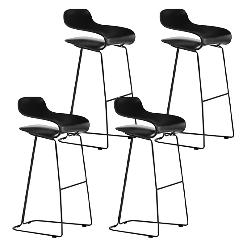 Nordic Stainless Steel Simple Barstool Low Back Indoor Tall Stool with Plastic Seat Black 4 Piece Set Bar Stool(30"H) Clearhalo 'Bar Furniture' 'Bar Stools' 'bar_stools' 'furn' 'furn_bar_stools' 'Furniture' 'furniture_bar_stools' 'Kitchen & Dining Furniture' 4744530