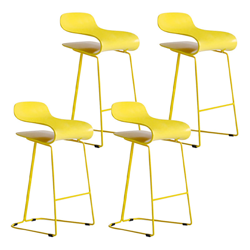 Nordic Stainless Steel Simple Barstool Low Back Indoor Tall Stool with Plastic Seat Yellow 4 Piece Set Counter Stool(26"H) Clearhalo 'Bar Furniture' 'Bar Stools' 'bar_stools' 'furn' 'furn_bar_stools' 'Furniture' 'furniture_bar_stools' 'Kitchen & Dining Furniture' 4744532