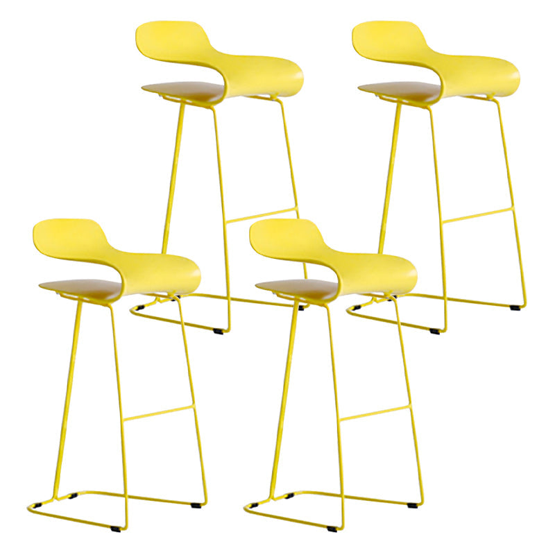 Nordic Stainless Steel Simple Barstool Low Back Indoor Tall Stool with Plastic Seat Yellow 4 Piece Set Bar Stool(30"H) Clearhalo 'Bar Furniture' 'Bar Stools' 'bar_stools' 'furn' 'furn_bar_stools' 'Furniture' 'furniture_bar_stools' 'Kitchen & Dining Furniture' 4744533