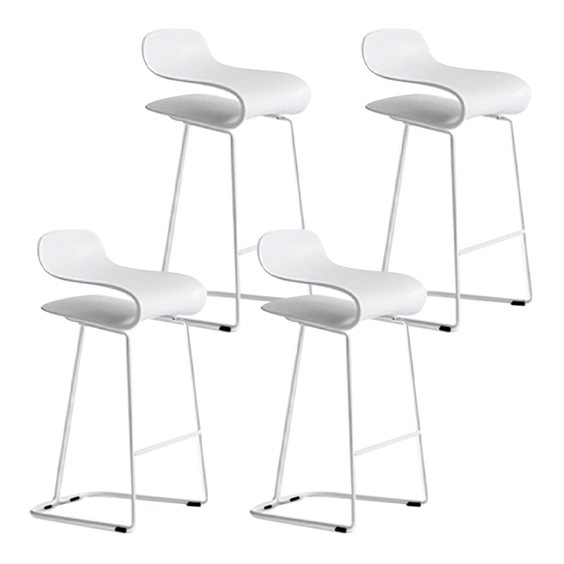 Nordic Stainless Steel Simple Barstool Low Back Indoor Tall Stool with Plastic Seat White 4 Piece Set Counter Stool(26"H) Clearhalo 'Bar Furniture' 'Bar Stools' 'bar_stools' 'furn' 'furn_bar_stools' 'Furniture' 'furniture_bar_stools' 'Kitchen & Dining Furniture' 4744535