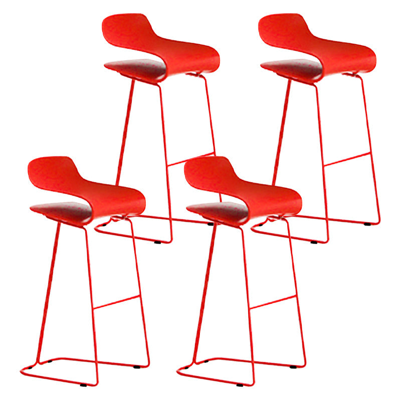 Nordic Stainless Steel Simple Barstool Low Back Indoor Tall Stool with Plastic Seat Red 4 Piece Set Bar Stool(30"H) Clearhalo 'Bar Furniture' 'Bar Stools' 'bar_stools' 'furn' 'furn_bar_stools' 'Furniture' 'furniture_bar_stools' 'Kitchen & Dining Furniture' 4744539
