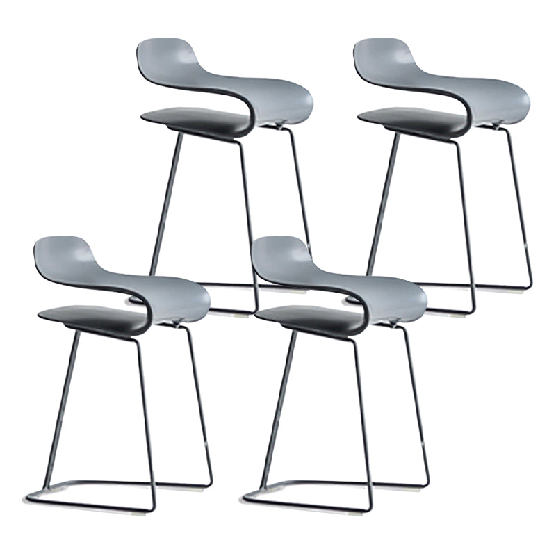 Nordic Stainless Steel Simple Barstool Low Back Indoor Tall Stool with Plastic Seat Grey 4 Piece Set Short Stool(22"H) Clearhalo 'Bar Furniture' 'Bar Stools' 'bar_stools' 'furn' 'furn_bar_stools' 'Furniture' 'furniture_bar_stools' 'Kitchen & Dining Furniture' 4744540