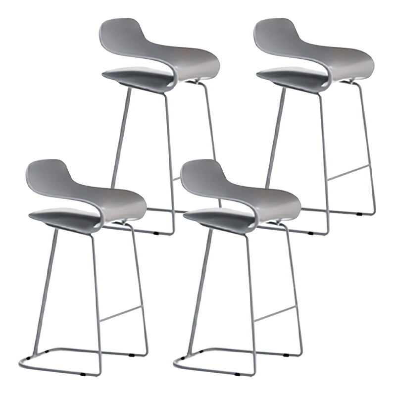 Nordic Stainless Steel Simple Barstool Low Back Indoor Tall Stool with Plastic Seat Grey 4 Piece Set Counter Stool(26"H) Clearhalo 'Bar Furniture' 'Bar Stools' 'bar_stools' 'furn' 'furn_bar_stools' 'Furniture' 'furniture_bar_stools' 'Kitchen & Dining Furniture' 4744541
