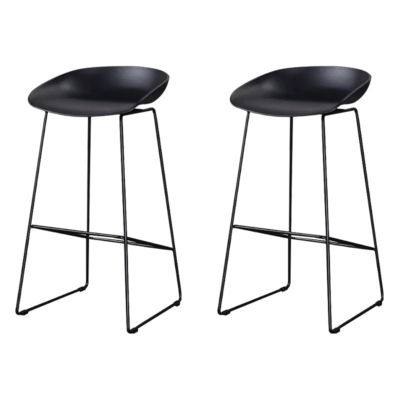 Nordic Indoor Simple Barstool Low Back Steel Tall Stool with Plastic Seat Black 2 Piece Set Clearhalo 'Bar Furniture' 'Bar Stools' 'bar_stools' 'furn' 'furn_bar_stools' 'Furniture' 'furniture_bar_stools' 'Kitchen & Dining Furniture' 4744548