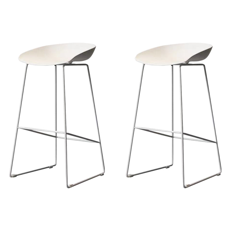 Nordic Indoor Simple Barstool Low Back Steel Tall Stool with Plastic Seat White 2 Piece Set Clearhalo 'Bar Furniture' 'Bar Stools' 'bar_stools' 'furn' 'furn_bar_stools' 'Furniture' 'furniture_bar_stools' 'Kitchen & Dining Furniture' 4744550