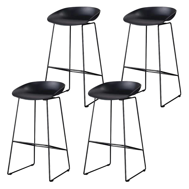 Nordic Indoor Simple Barstool Low Back Steel Tall Stool with Plastic Seat Black 4 Piece Set Clearhalo 'Bar Furniture' 'Bar Stools' 'bar_stools' 'furn' 'furn_bar_stools' 'Furniture' 'furniture_bar_stools' 'Kitchen & Dining Furniture' 4744552