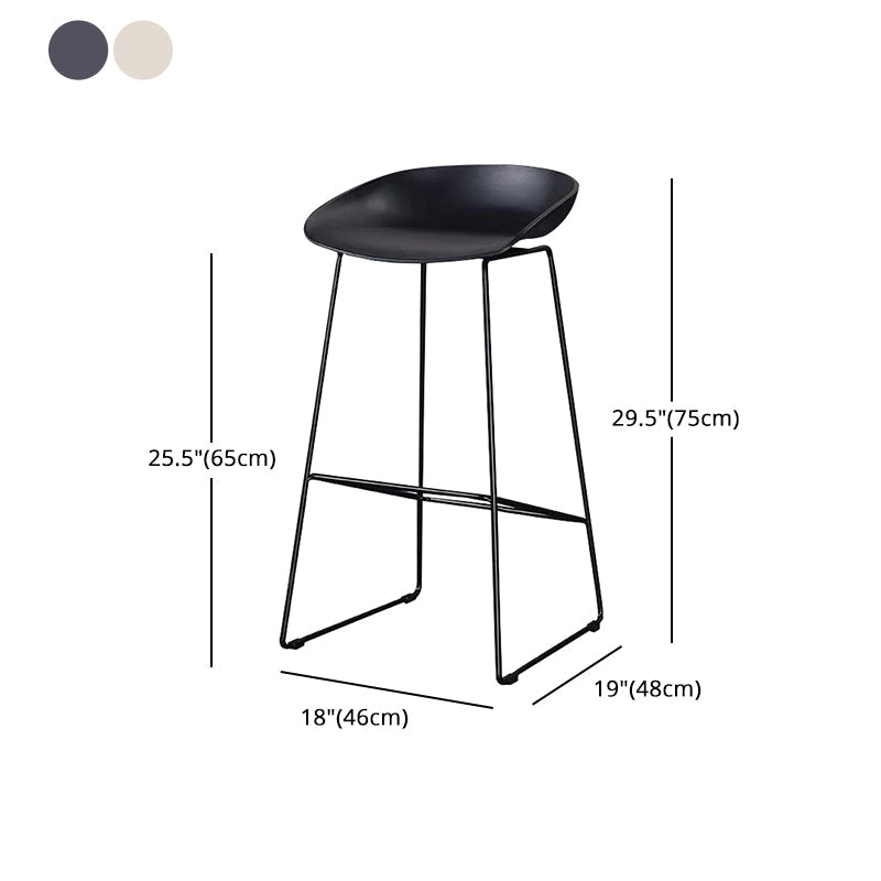 Nordic Indoor Simple Barstool Low Back Steel Tall Stool with Plastic Seat Clearhalo 'Bar Furniture' 'Bar Stools' 'bar_stools' 'furn' 'furn_bar_stools' 'Furniture' 'furniture_bar_stools' 'Kitchen & Dining Furniture' 4744560