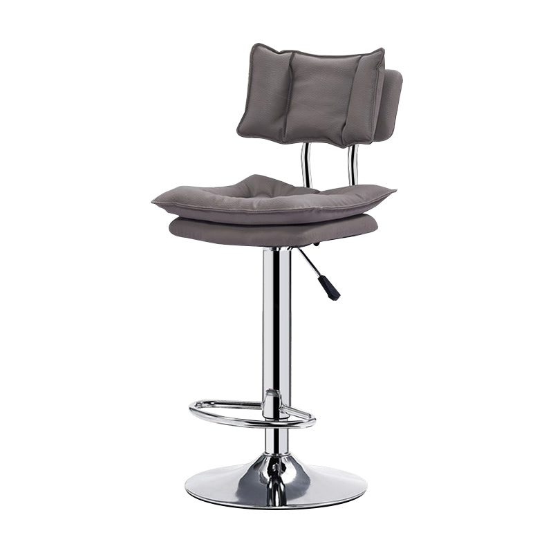 Lift and Rotate Height Stool Nordic Indoor Leather Armless Single Bar Stool Grey Clearhalo 'Bar Furniture' 'Bar Stools' 'bar_stools' 'furn' 'furn_bar_stools' 'Furniture' 'furniture_bar_stools' 'Kitchen & Dining Furniture' 4744589