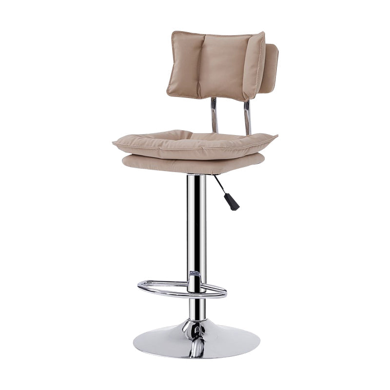 Lift and Rotate Height Stool Nordic Indoor Leather Armless Single Bar Stool Beige Clearhalo 'Bar Furniture' 'Bar Stools' 'bar_stools' 'furn' 'furn_bar_stools' 'Furniture' 'furniture_bar_stools' 'Kitchen & Dining Furniture' 4744596