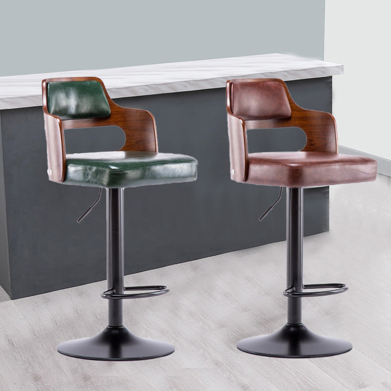 Nordic Style Leather Upholstered Barstool Adjustable Height Swivel single Bar Stool Clearhalo 'Bar Furniture' 'Bar Stools' 'bar_stools' 'furn' 'furn_bar_stools' 'Furniture' 'furniture_bar_stools' 'Kitchen & Dining Furniture' 4744600