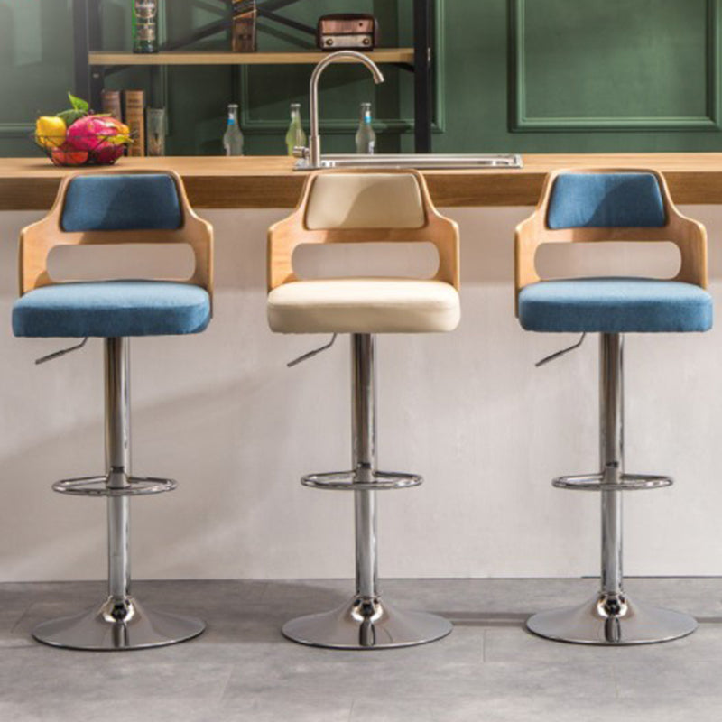 Nordic Style Leather Upholstered Barstool Adjustable Height Swivel single Bar Stool Clearhalo 'Bar Furniture' 'Bar Stools' 'bar_stools' 'furn' 'furn_bar_stools' 'Furniture' 'furniture_bar_stools' 'Kitchen & Dining Furniture' 4744605