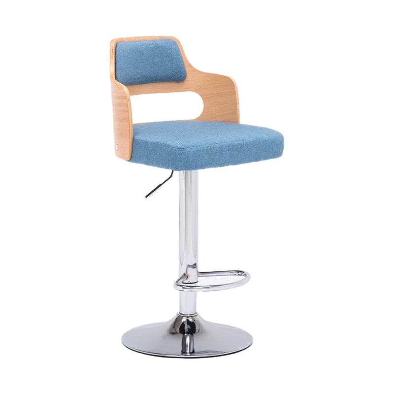 Nordic Style Leather Upholstered Barstool Adjustable Height Swivel single Bar Stool Blue-Brown Clearhalo 'Bar Furniture' 'Bar Stools' 'bar_stools' 'furn' 'furn_bar_stools' 'Furniture' 'furniture_bar_stools' 'Kitchen & Dining Furniture' 4744606