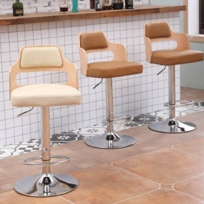 Nordic Style Leather Upholstered Barstool Adjustable Height Swivel single Bar Stool Clearhalo 'Bar Furniture' 'Bar Stools' 'bar_stools' 'furn' 'furn_bar_stools' 'Furniture' 'furniture_bar_stools' 'Kitchen & Dining Furniture' 4744607