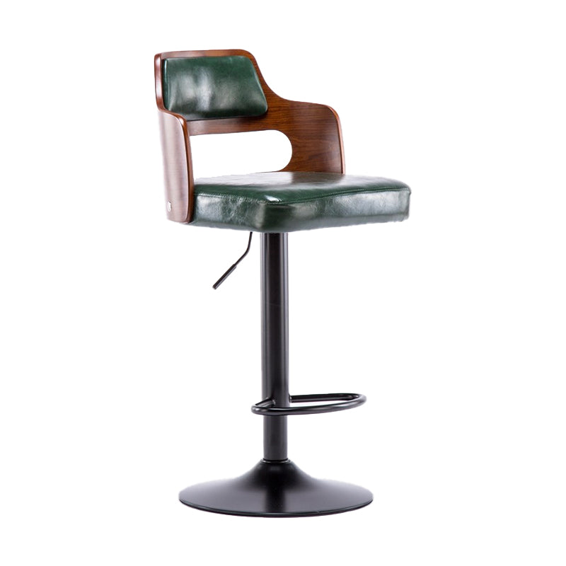 Nordic Style Leather Upholstered Barstool Adjustable Height Swivel single Bar Stool Blackish Green Clearhalo 'Bar Furniture' 'Bar Stools' 'bar_stools' 'furn' 'furn_bar_stools' 'Furniture' 'furniture_bar_stools' 'Kitchen & Dining Furniture' 4744608