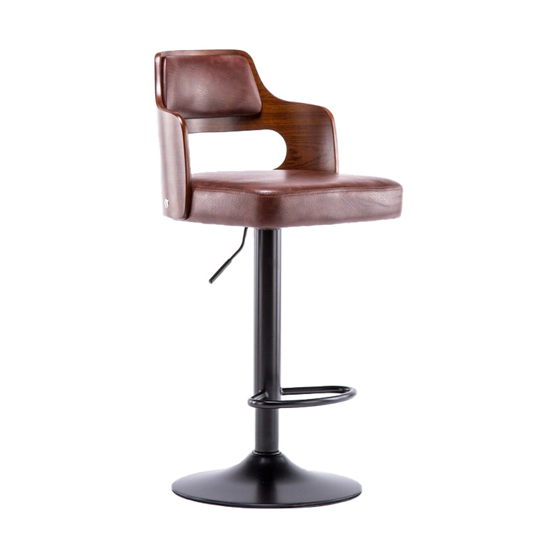 Nordic Style Leather Upholstered Barstool Adjustable Height Swivel single Bar Stool Clearhalo 'Bar Furniture' 'Bar Stools' 'bar_stools' 'furn' 'furn_bar_stools' 'Furniture' 'furniture_bar_stools' 'Kitchen & Dining Furniture' 4744609