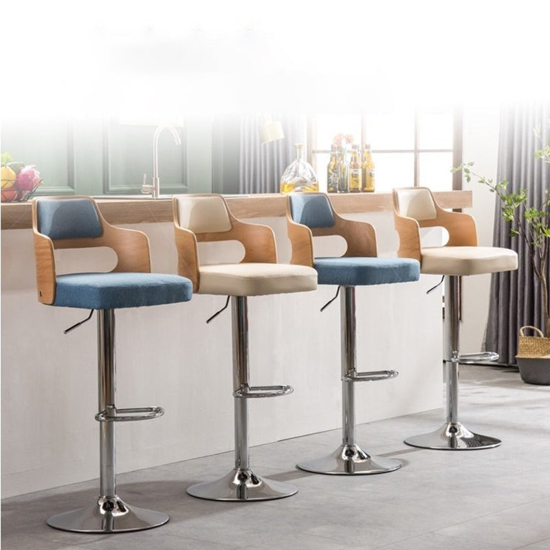Nordic Style Leather Upholstered Barstool Adjustable Height Swivel single Bar Stool Clearhalo 'Bar Furniture' 'Bar Stools' 'bar_stools' 'furn' 'furn_bar_stools' 'Furniture' 'furniture_bar_stools' 'Kitchen & Dining Furniture' 4744613