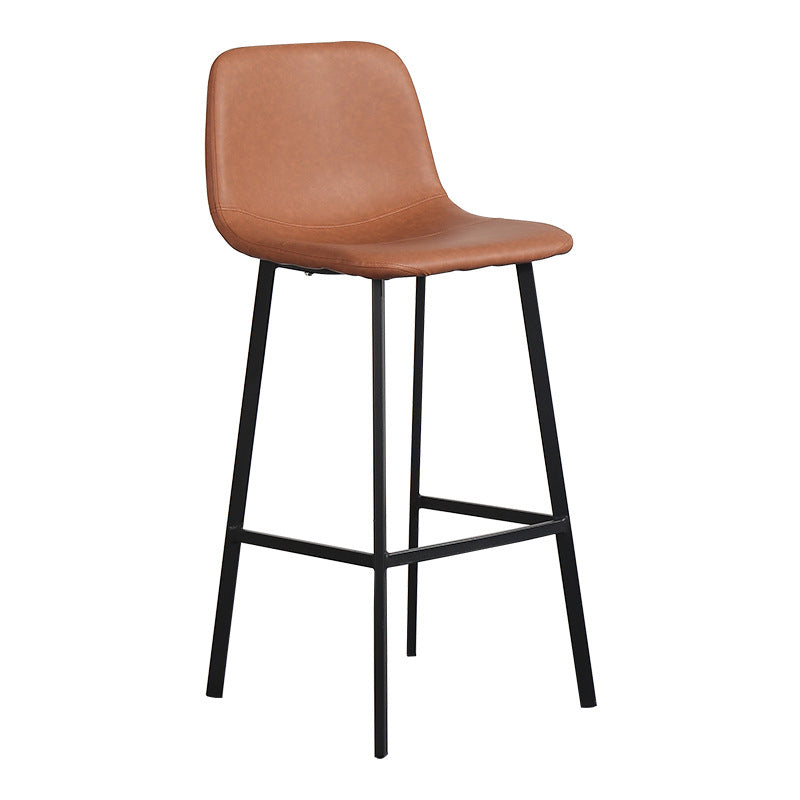 Metal Scandinavian Dining Room Armless Stool Low Back Bar Stool Brown 1 Piece Clearhalo 'Bar Furniture' 'Bar Stools' 'bar_stools' 'furn' 'furn_bar_stools' 'Furniture' 'furniture_bar_stools' 'Kitchen & Dining Furniture' 4744638