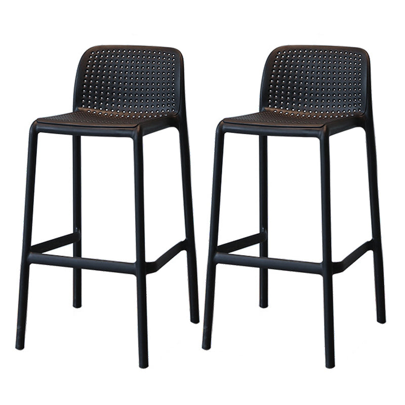 Modern Style Low Back Bar-stool Square Counter Bar Stool with Plastic Legs Black 2 Piece Set Counter Stool(26"H) Clearhalo 'Bar Furniture' 'Bar Stools' 'bar_stools' 'furn' 'furn_bar_stools' 'Furniture' 'furniture_bar_stools' 'Kitchen & Dining Furniture' 4744653