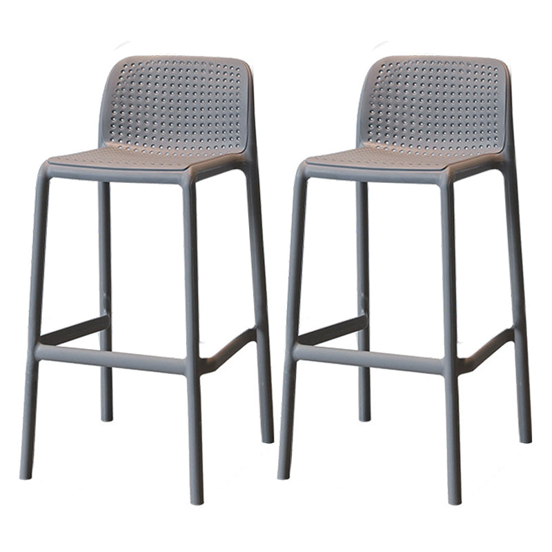 Modern Style Low Back Bar-stool Square Counter Bar Stool with Plastic Legs Dark Gray 2 Piece Set Counter Stool(26"H) Clearhalo 'Bar Furniture' 'Bar Stools' 'bar_stools' 'furn' 'furn_bar_stools' 'Furniture' 'furniture_bar_stools' 'Kitchen & Dining Furniture' 4744654
