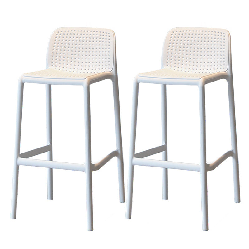 Modern Style Low Back Bar-stool Square Counter Bar Stool with Plastic Legs White 2 Piece Set Counter Stool(26"H) Clearhalo 'Bar Furniture' 'Bar Stools' 'bar_stools' 'furn' 'furn_bar_stools' 'Furniture' 'furniture_bar_stools' 'Kitchen & Dining Furniture' 4744657