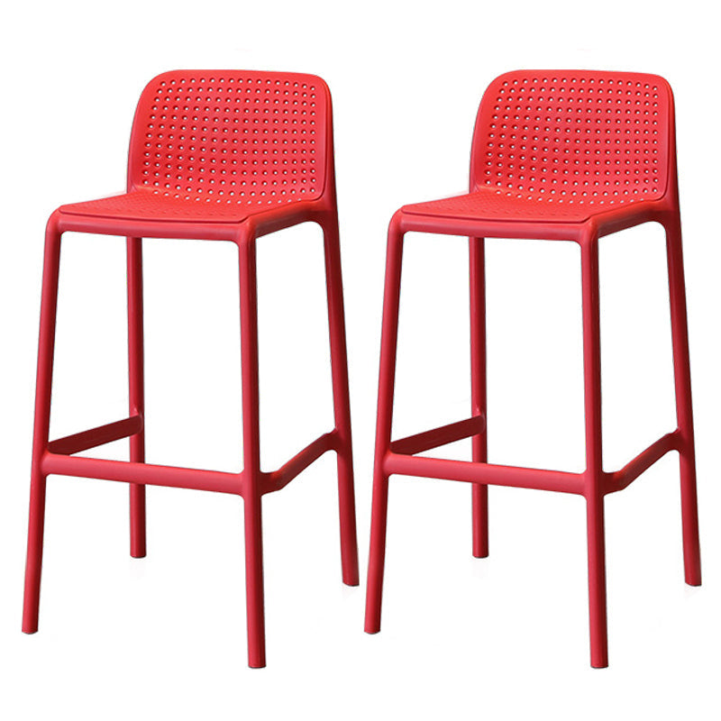 Modern Style Low Back Bar-stool Square Counter Bar Stool with Plastic Legs Red 2 Piece Set Counter Stool(26"H) Clearhalo 'Bar Furniture' 'Bar Stools' 'bar_stools' 'furn' 'furn_bar_stools' 'Furniture' 'furniture_bar_stools' 'Kitchen & Dining Furniture' 4744659
