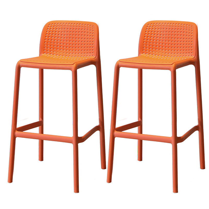 Modern Style Low Back Bar-stool Square Counter Bar Stool with Plastic Legs Orange 2 Piece Set Counter Stool(26"H) Clearhalo 'Bar Furniture' 'Bar Stools' 'bar_stools' 'furn' 'furn_bar_stools' 'Furniture' 'furniture_bar_stools' 'Kitchen & Dining Furniture' 4744663