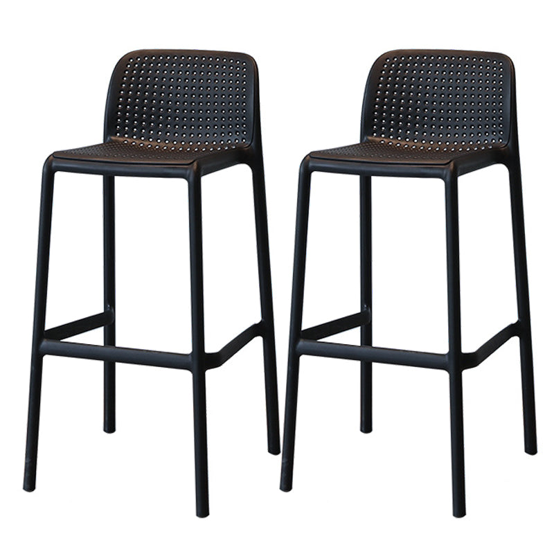 Modern Style Low Back Bar-stool Square Counter Bar Stool with Plastic Legs Black 2 Piece Set Bar Stool(30"H) Clearhalo 'Bar Furniture' 'Bar Stools' 'bar_stools' 'furn' 'furn_bar_stools' 'Furniture' 'furniture_bar_stools' 'Kitchen & Dining Furniture' 4744665