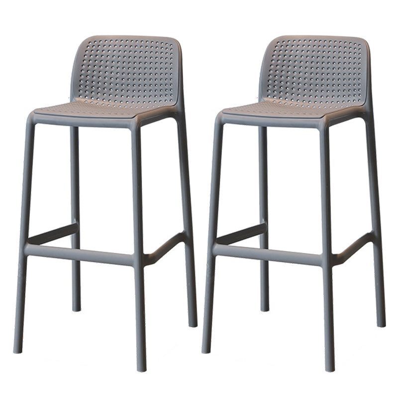Modern Style Low Back Bar-stool Square Counter Bar Stool with Plastic Legs Dark Gray 2 Piece Set Bar Stool(30"H) Clearhalo 'Bar Furniture' 'Bar Stools' 'bar_stools' 'furn' 'furn_bar_stools' 'Furniture' 'furniture_bar_stools' 'Kitchen & Dining Furniture' 4744667